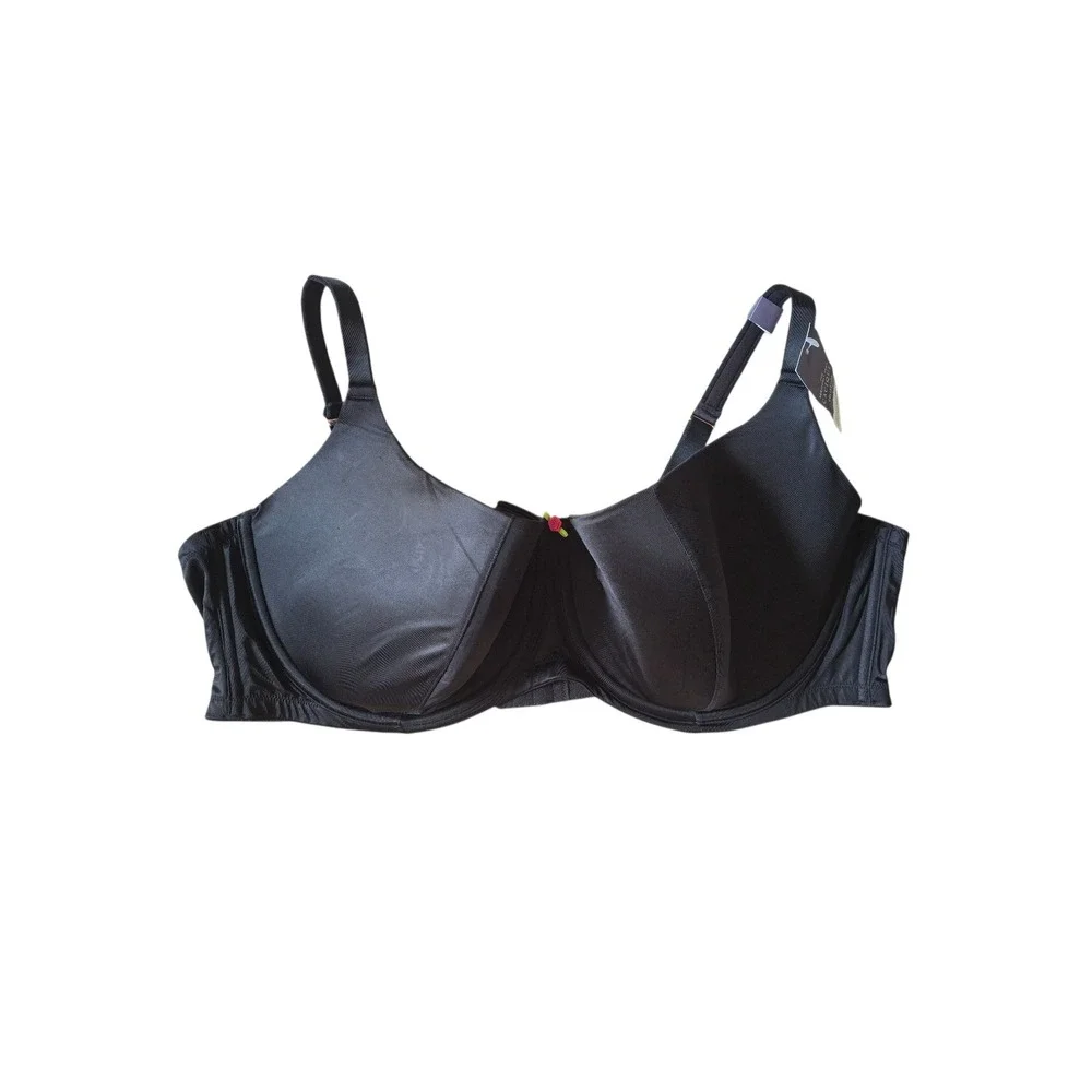 Cacique Seriously Sexy Lightly Lined Scoop Balconette Bra Black 50DD‎ NWT